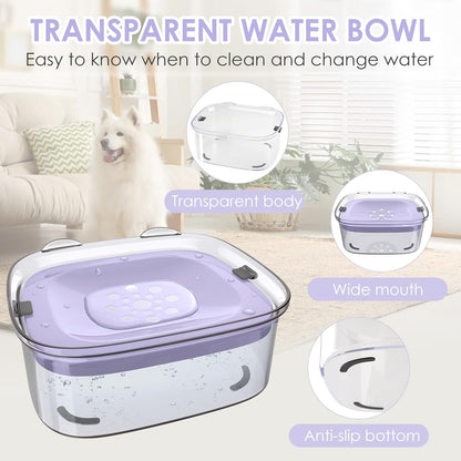 AONKEY 3L Dog Water Bowl No Spill, 101oz Large Spill Proof Dog Bowl Reduce Refill, Anti Splash No Mess Dispenser Dripless Slow Drinking Water Bowl for Sloppy Messy Drinkers (Gray)