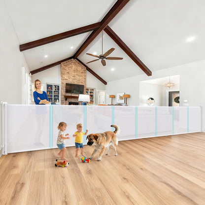 160 Inch Retractable Baby Gates Extra Wide, 42 Inch Extra Tall Retractable Gate, 13 FT Reinforced Retractable Dog Gate with Reinforcement Rod to Prevent Crawling Through, for Doorways, Stairs, Hallway