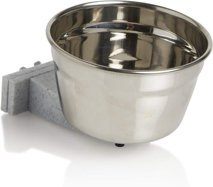 Lixit® Stainless Steel Kennel Food or Water Bowl - Non Spill Hanging Removable Crate Bowls - Carrier Cage Dish for Dogs or Cats for Feeding and Drinking (Stainless Steel, 10 Ounce)