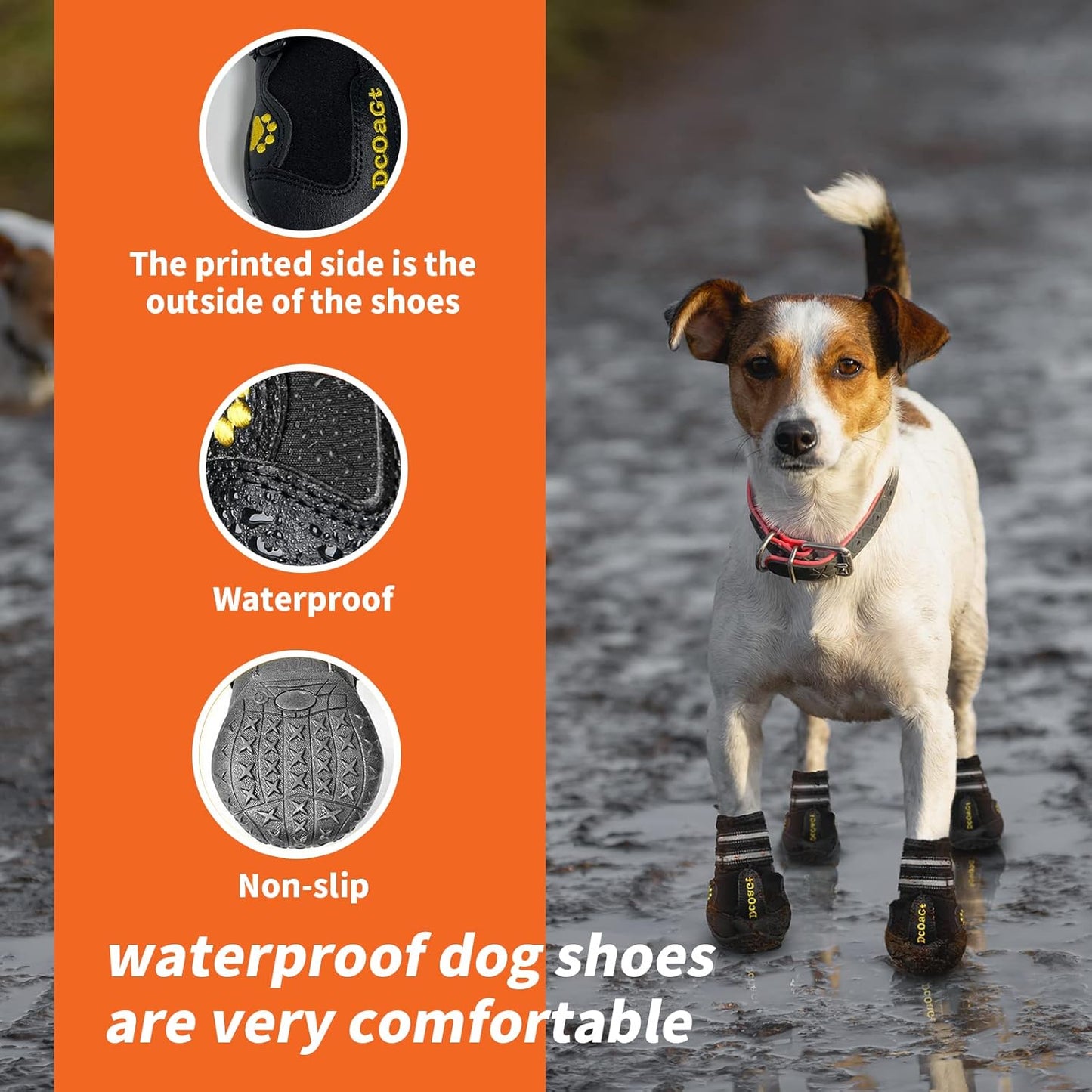 DcOaGt Dog Shoes for Large Dogs, Waterproof Anti-Slip Dog Boots & Paw Protectors for Summer Hot Pavement Winter Snow, Breathable and Reflective Dog Booties for Hiking/Walking/Outdoor/Floor
