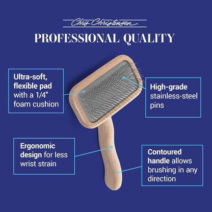 Chris Christensen Mark III Slicker Brush for Dogs, 12mm Pins, Groom Like a Pro, Handcrafted Lightweight Beechwood Ergonomic Handle, Stainless Steel Pins, A5III Medium. Made in Germany.