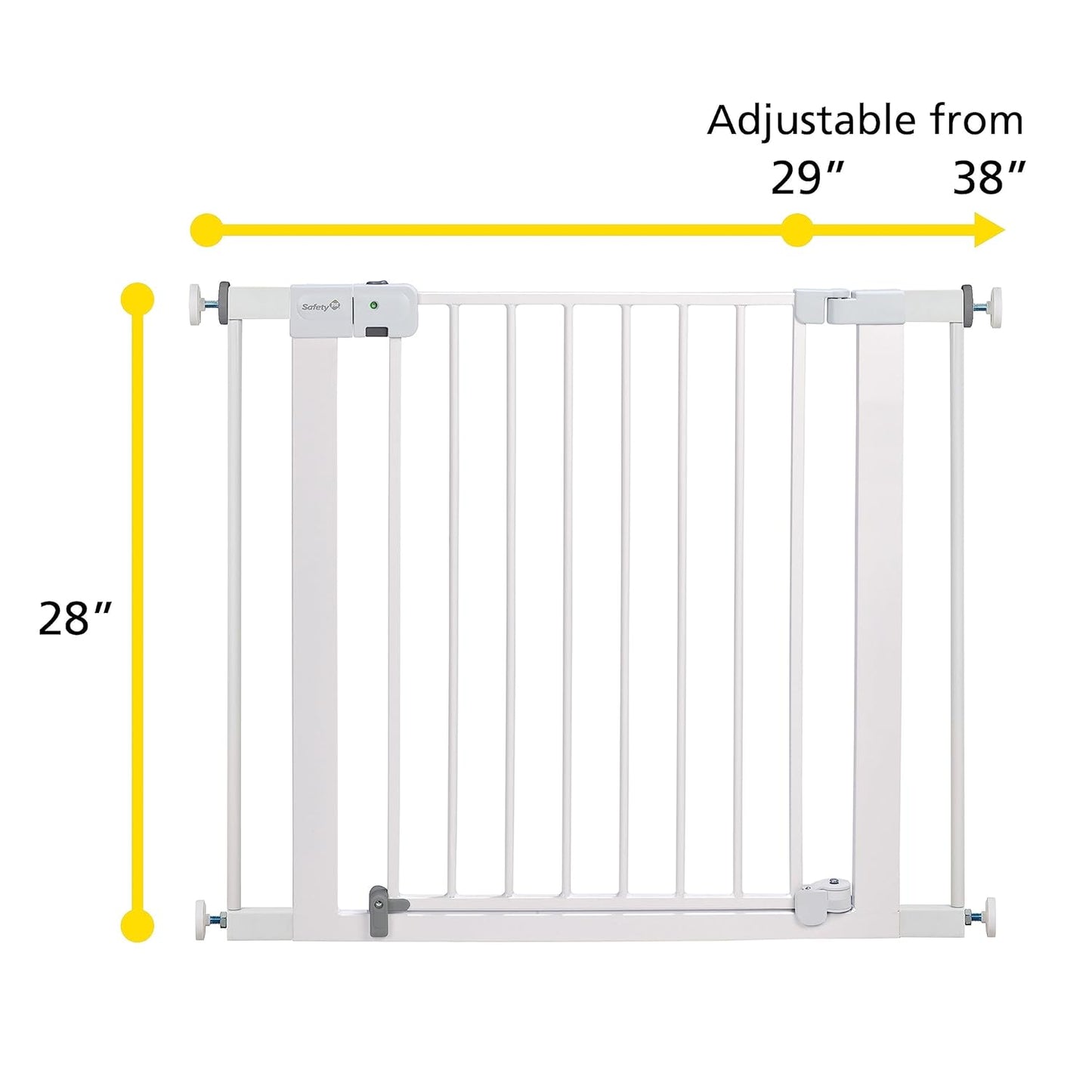 Safety 1st Easy Install Baby Gate for Doorways, Auto-Close Pressure-Mounted Magnetic Latch, Indoor Dog Gates, No Drilling, Fits 29"-38", Grey