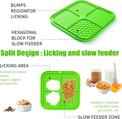Honomastry Lick Mat for Dogs, Premium Lick Pad with Suction Cups for Dog Anxiety Relief, Slow Feeder Dog Bowls, Bathing, Grooming and Training.