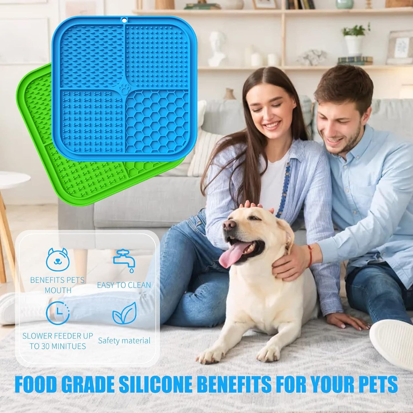 Honomastry Lick Mat for Dogs, Premium Lick Pad with Suction Cups for Dog Anxiety Relief, Slow Feeder Dog Bowls, Bathing, Grooming and Training.