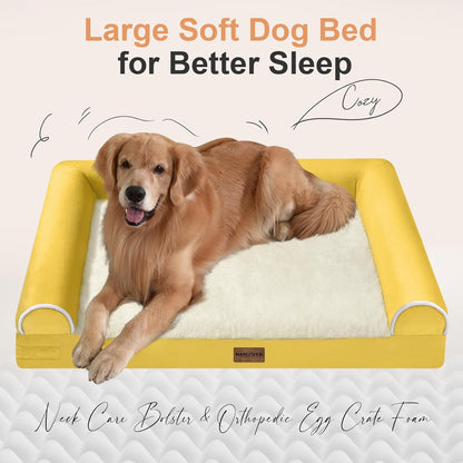 Large Dog Bed Orthopedic Washable: Beds Bolster XL Bed Large Big Dogs Memory Foam Couch Sofa Waterproof with Removable Cover