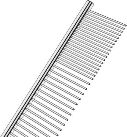 Andis 65730 Stainless-Steel Comb for Knots, Mats & Loose Hair Removal - Effective Dematting Tool, Comfortable, Lightweight, Portable & Safe for Dogs, Cats & Pets – Silver, 7-1/2-Inch