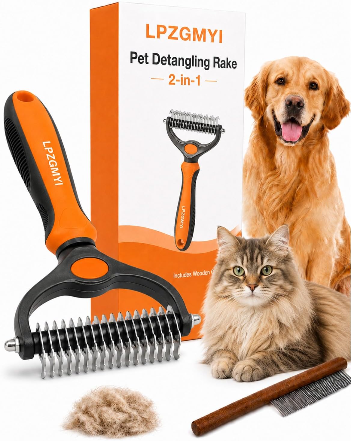 Undercoat Rake for Dogs, Pet Grooming Tool Pro Deshedding Brush Double Sided Cat Brushes Long Hair Dematting Comb Professional Extra-Wide Stainless Steel Teeth Supplies for Matted Fur on Cats (Green)