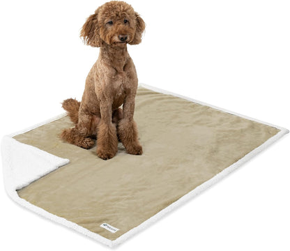 PetAmi Waterproof Dog Blanket for Couch, Large 60x40, Pee Proof Sherpa Fleece Reversible Pet Throw, Furniture Protector for Bed Sofa Kennel, Soft Washable Cover for Medium Dogs Cats, Grey Sherpa