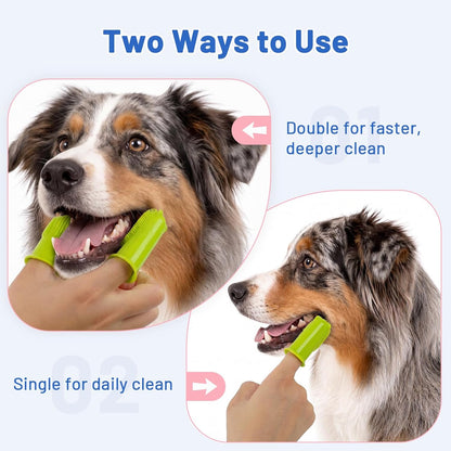 2-Pack Dog Finger Toothbrush, 180° Finger Toothbrush for Dogs Silicone, Dog Toothbrush for Teeth Cleaning & Dental Care, Dog Tooth Brushing Kit for Medium & Large Pets