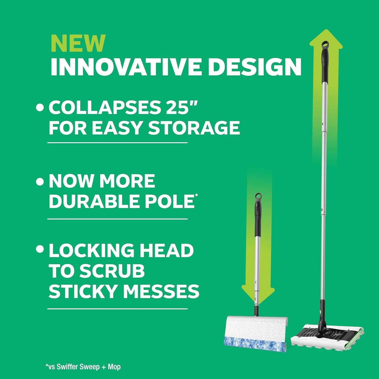Swiffer Hair Magnet Deluxe Starter Kit with Collapsible Pole, 9 Hair Magnet Dry Cloths, 2 Bonus Mop & Go Wet Cloths
