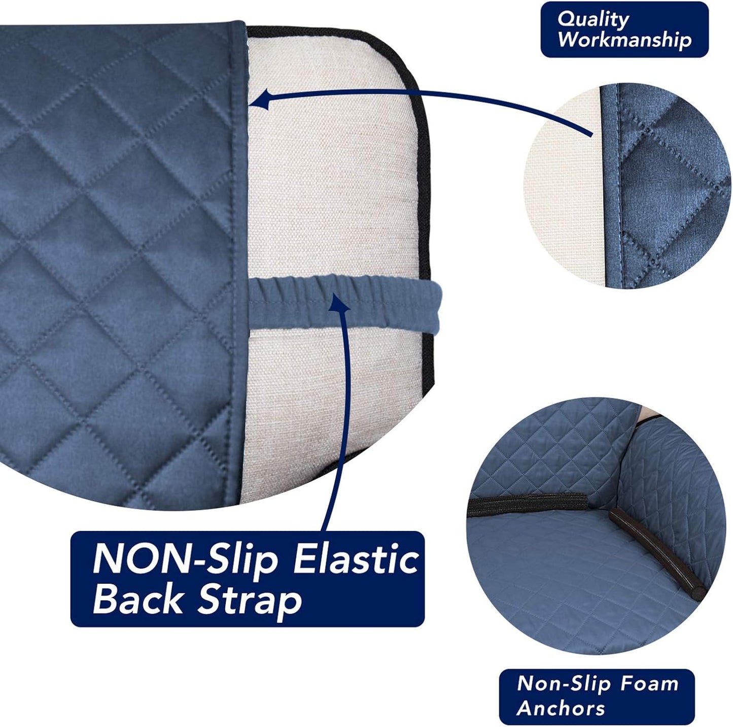 PureFit Reversible Quilted Sofa Cover, Water Resistant Slipcover Furniture Protector, Washable Couch Cover with Non Slip and Elastic Straps for Kids, Dogs, Pets (Sofa, Gray/Light Gray) - Colors A