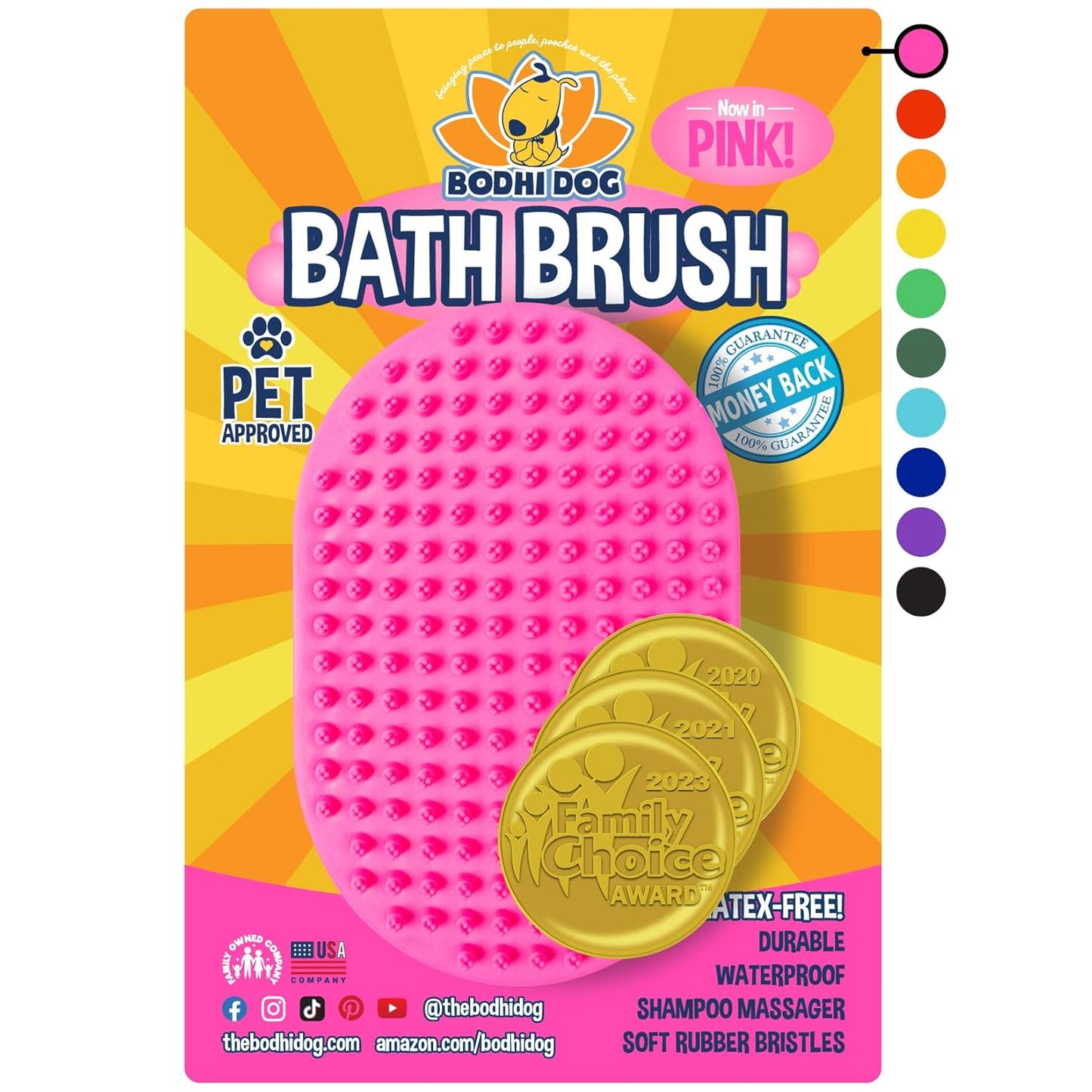 Bodhi Dog Shampoo Brush - Pet Grooming & Bath Supplies for Dogs and Cats - Bath Brush for Long & Short Hair - Premium Scrubber for Shower, Bathing & Massage (One Pack, Blue)