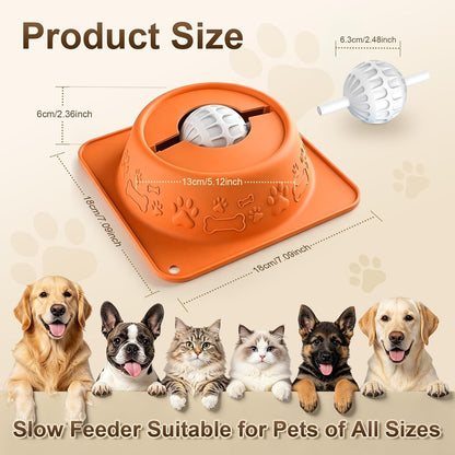 Slow Feeder Dog Bowl for Liquid Treats, Anti-Slip Lick Bowl, Bone Broth and Yogurt Puzzle Feeder, No Spill Pet Bowl Pup Lick Toy for Large Medium Small Dogs and Cats, Anxiety Relief, Blue