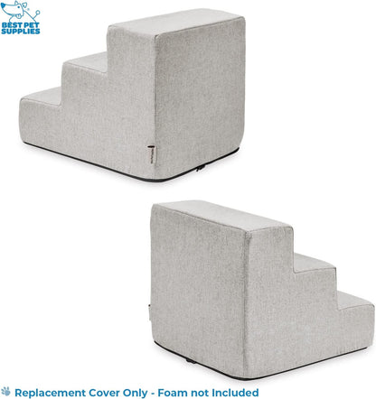 Best Pet Supplies Dog Stairs & Steps - Foam Steps for Small Dogs & Cats, Non-Slip Indoor Balanced Pet Step Support, Dog Ramp, No Assembly, Ash Gray Linen, 2-Step (12-inch Height)