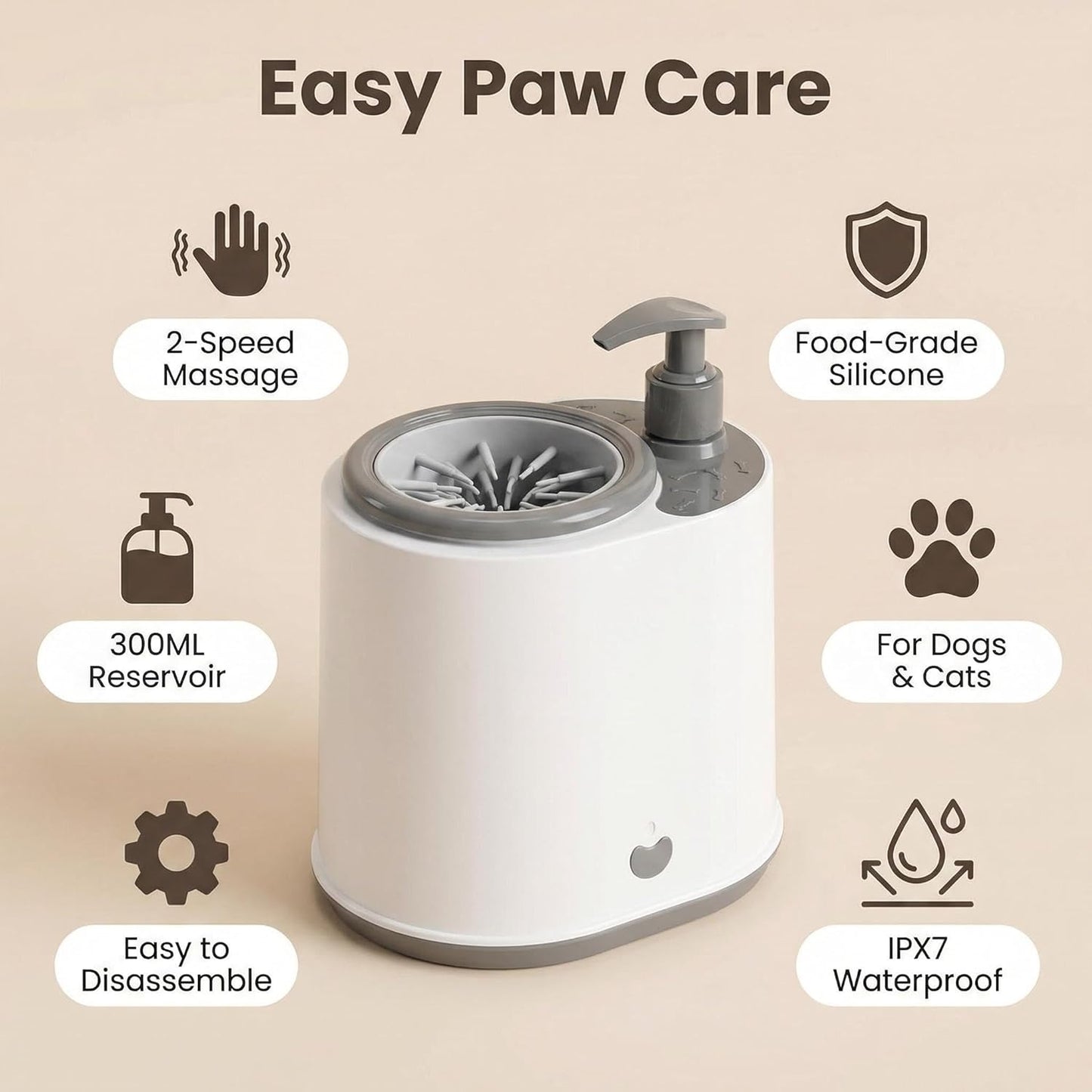 Winb Electric Dog Paw Cleaner and Massager, Portable USB Rechargeable Paw Washing Cup, Automatic Foot Cleaning Machine for Small Dogs