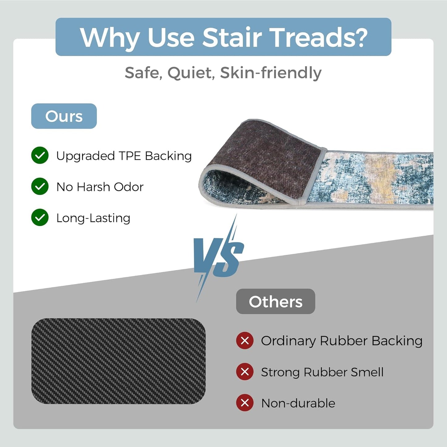 sarben Non Slip Stair Treads for Wooden Steps 15PCS - 8"x30" Indoor Safety Carpet, Edging Mats with TPE Adhesive Backing, Pet and Elderly Friendly Stair Rugs (Taupe) - Colors B