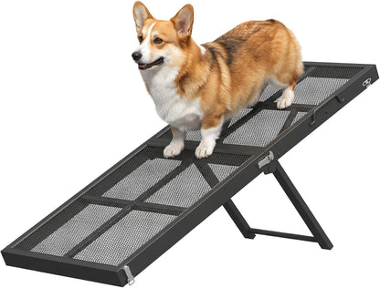 HOOBRO Foldable Dog Ramp for Bed, Pet Ramp for Couch with Handle, Folding Dog Ramp, 5-Level Height-Adjustable Dog Ramp, for Sofa, Bed, and Car, Black BK20PT03