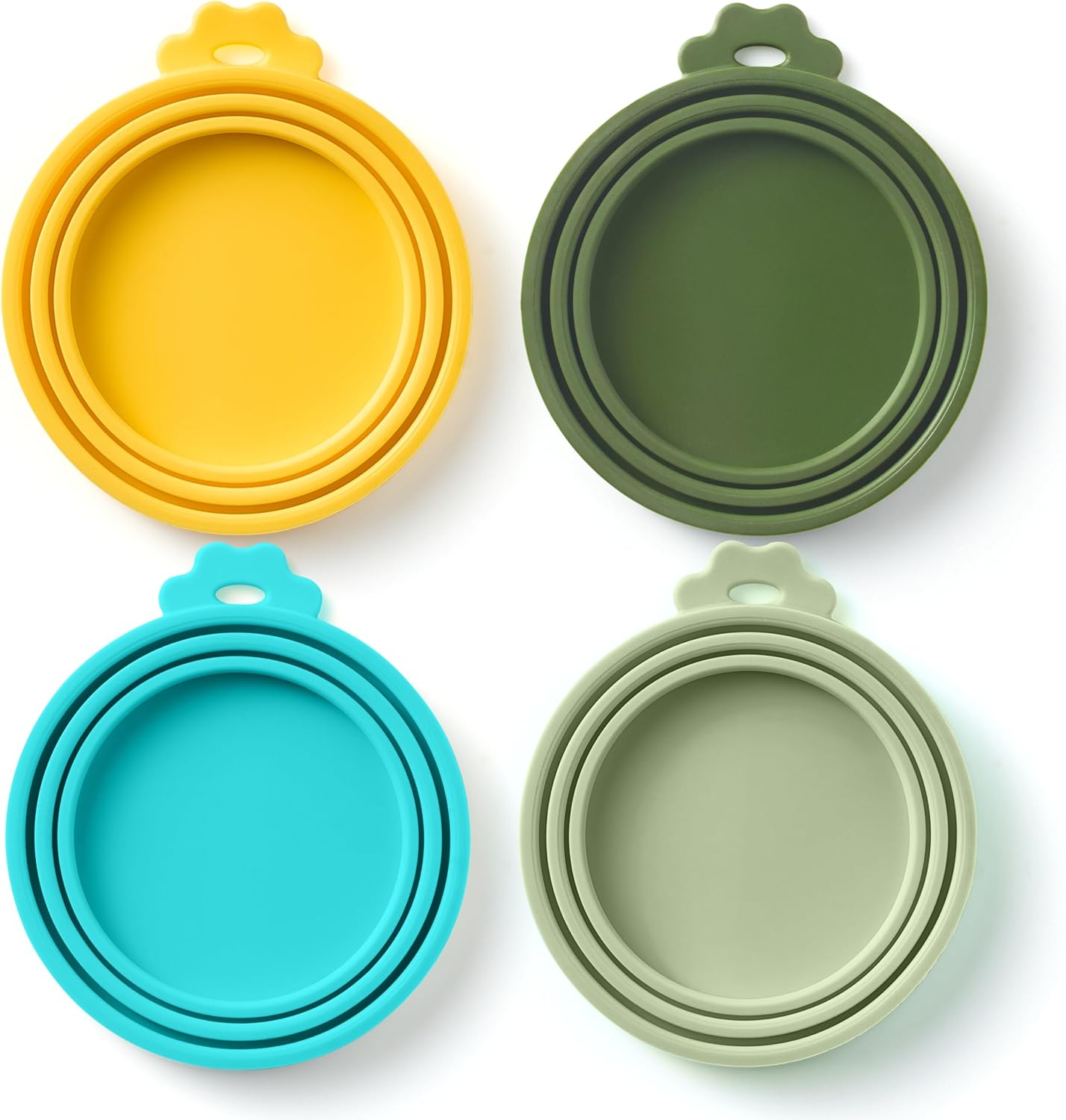 4 Pack Universal Pet Food Can Covers Lids - One fit 3 Standard Size Cans for Cats and Dogs Food Cans - Easy to Clean - Safe Silicone - Pastel Meadow