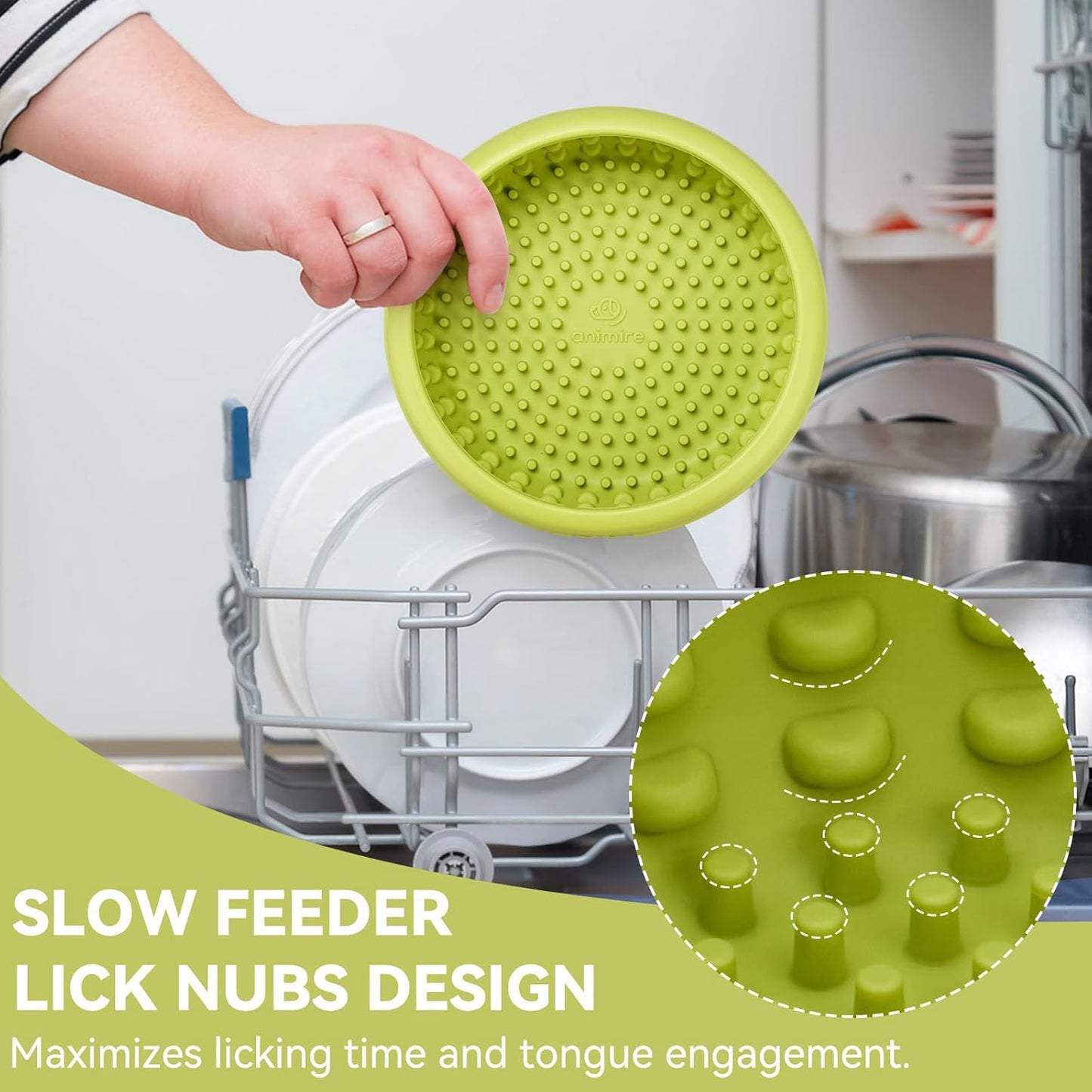 Dog Lick Bowl, Animire Freeze Lick Mat for Dogs, Non-Slip Slow Feeder Licking Bowl Enrichment Treat for Distraction Anxiety Relief, Food Grade Silicone, Dishwasher Safe(Pastel Purple,S)