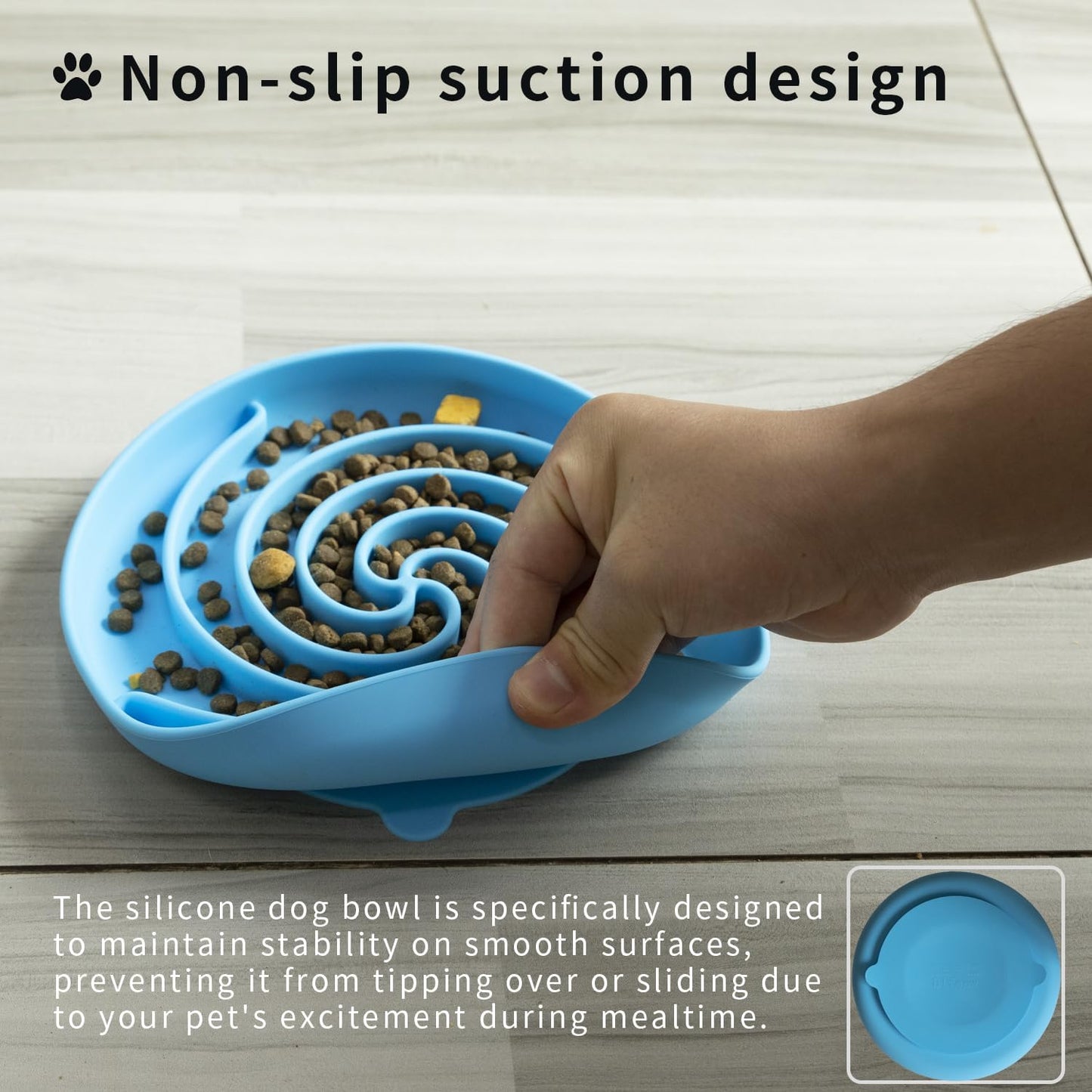 Bifeaw Slow Feeder Dog Bowls, Dishwasher Microwave Safe Silicone Puppy Puzzle Bowl with Non-Slip Design for Eating (Grey Green)