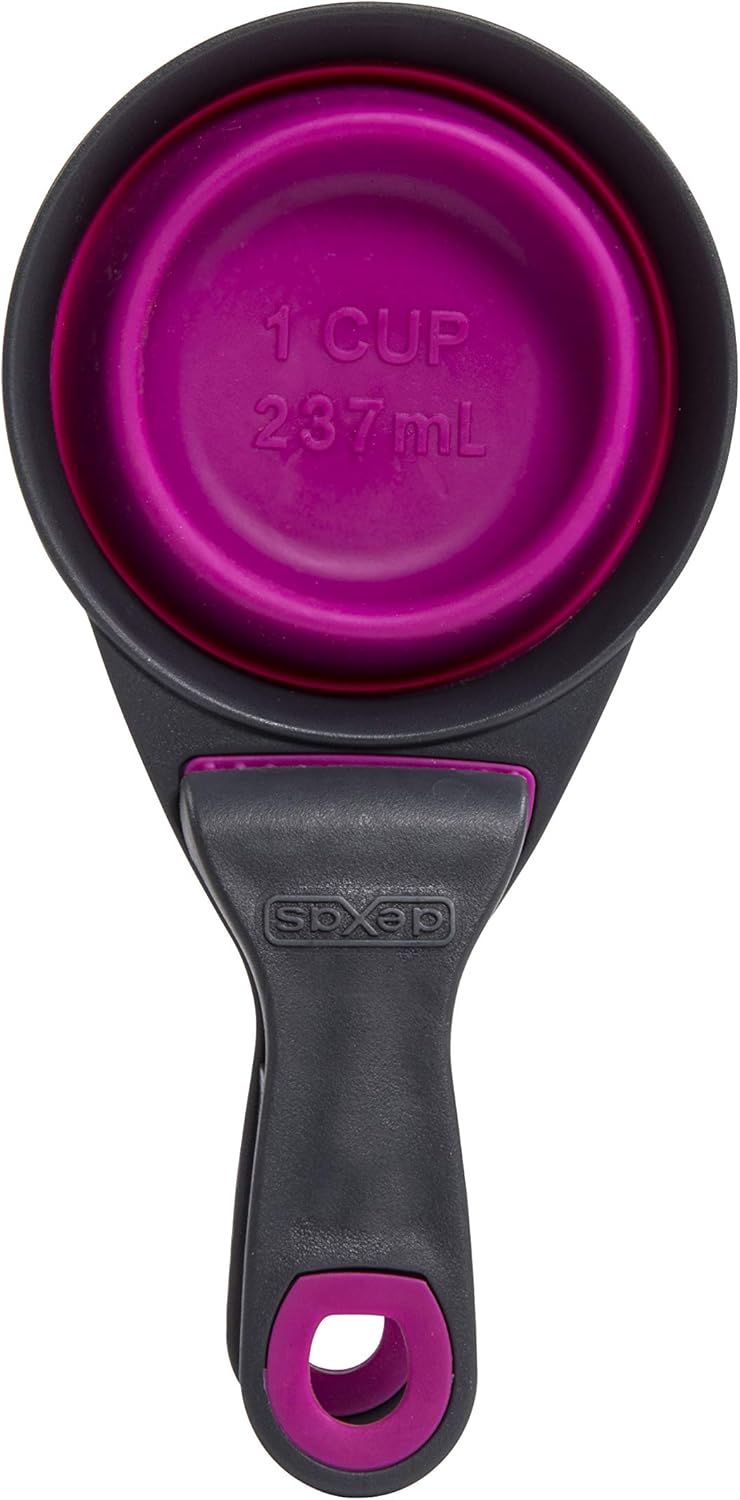 Dexas Pets Collapsible KlipScoop Collapsible Dry Dog Food Scoop and Dog Food Bag Clip, 1 Cup Capacity, Pro Blue