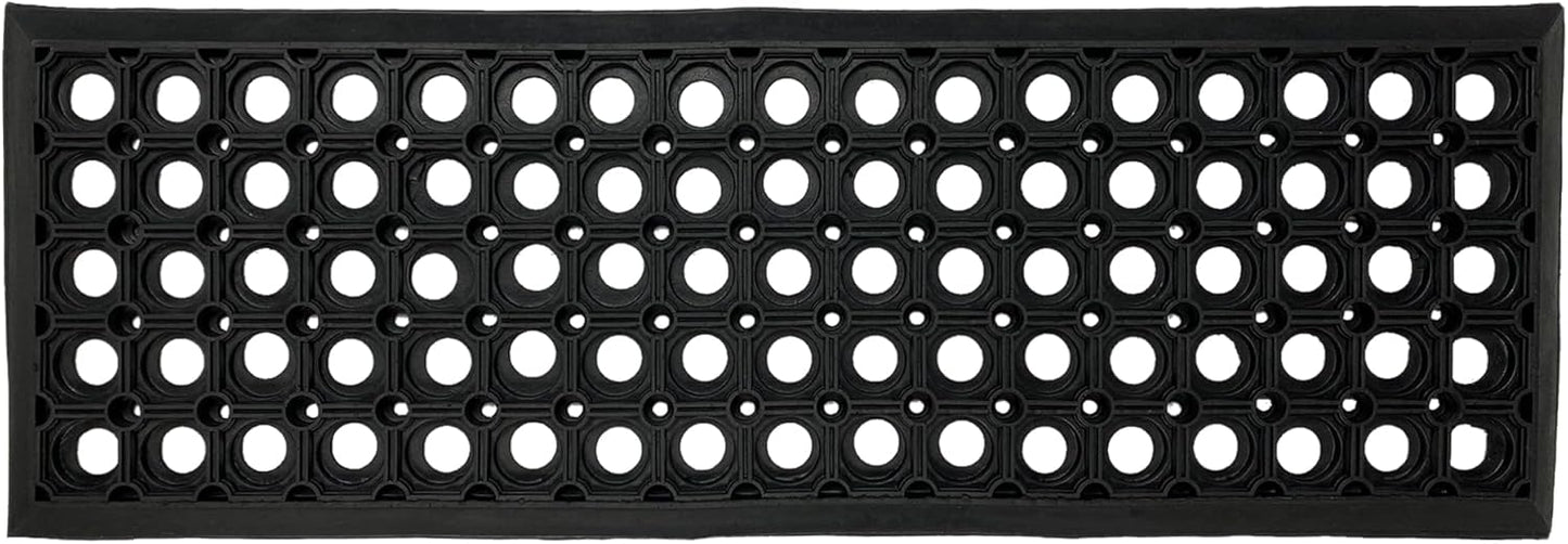 Ottomanson Outdoor Rubber Stair Treads – Ribbed Heavy-Duty Non-Slip Stair Mats – Best Grip on Concrete, Brick & Textured Step – Fastening Recommended for Wooden & RV Steps, Pack of 5
