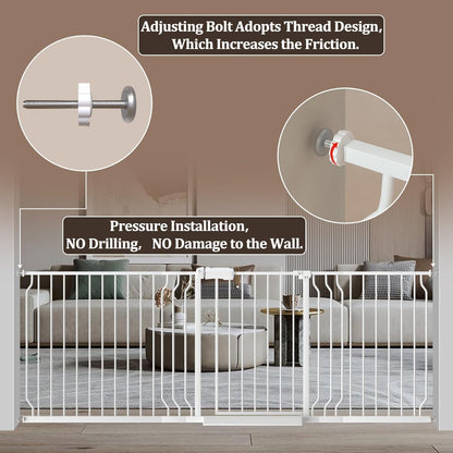WAOWAO Baby Gate 71.65-85.03" Extra Wide Pressure Mounted Walk Through Swing Auto Close Safety Metal Black Toddler Kids Child Dog Pet Puppy for Stairs,Doorways,Kitchen