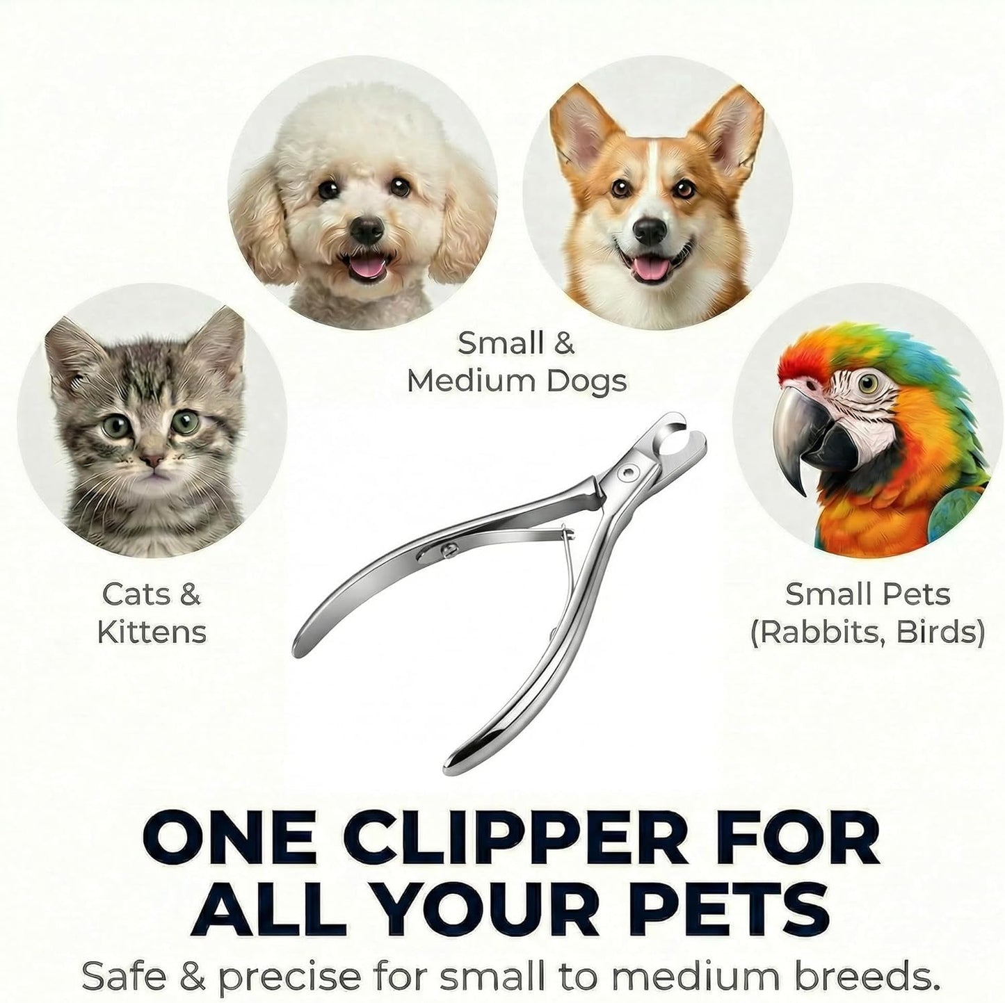 Cat and Dog Nail Clippers for Small & Medium Pets - Precision Pet Nail Trimmer with Included Cat Nail File - Professional Metal Claw Scissors for Kittens, Puppies, Rabbits & Birds