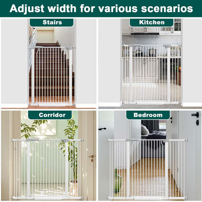 Fairy Baby 40.5" Extra Tall Baby Gate for Stairs, Fits Openings of 40.6" to 54.7" Wide, Extra Wide Dog Gate Indoor, Pressure Mounted Walk Thru Swing Auto Close Metal Puppy Barrier for Doorway, Black
