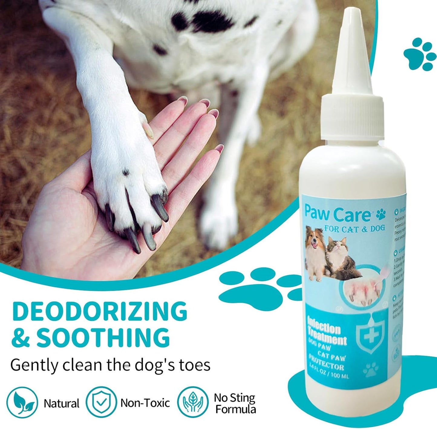 Dog Paw Cleaning Solution,3.4 FL Oz Pet Paw Cleaner,Dog Paw Cleaner, Pleasant Smell Dog Foot Cleaner, Deep Clean Paw Cleaner for Dogs and Cats,No Rinse Dog Paw Washer
