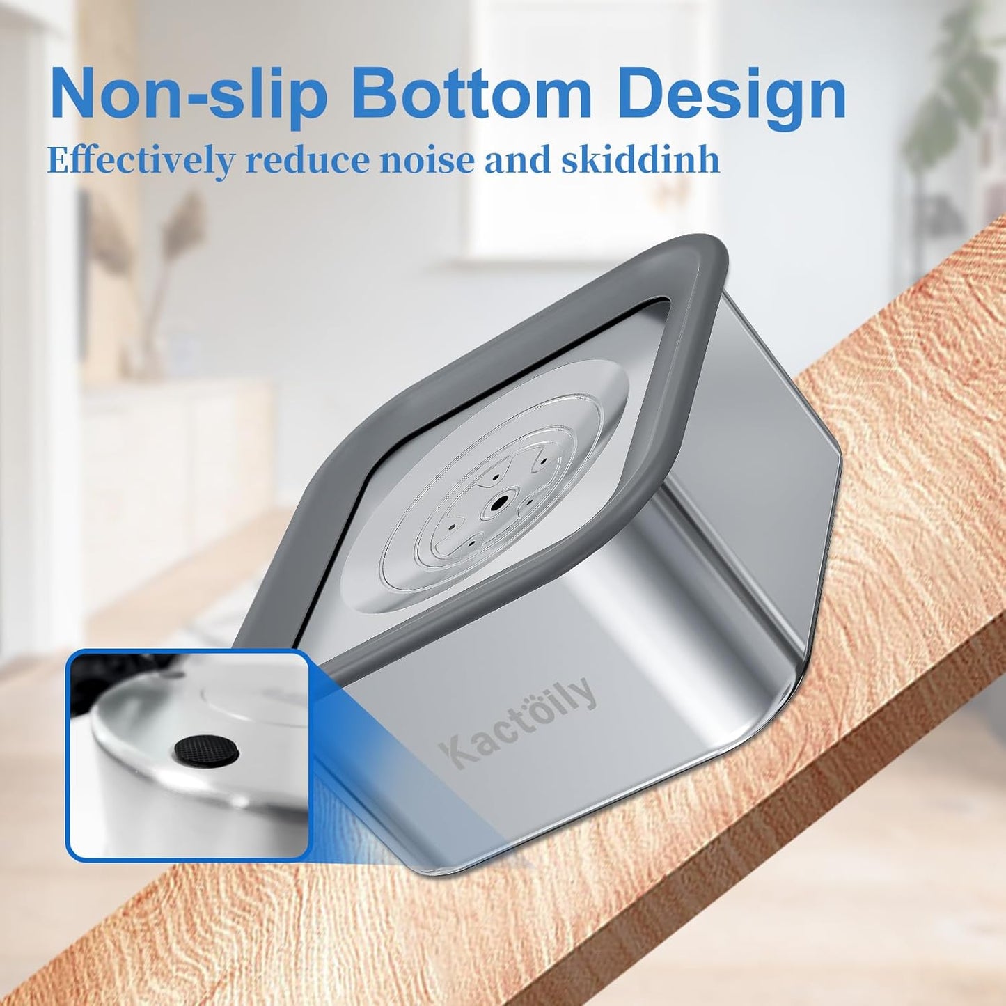 Kactoily 3L/101oz Large Capacity Dog Water Bowl Stainless Steel No Spill Dog Bowls Slow Drinking Dog Water Feeder Dispenser