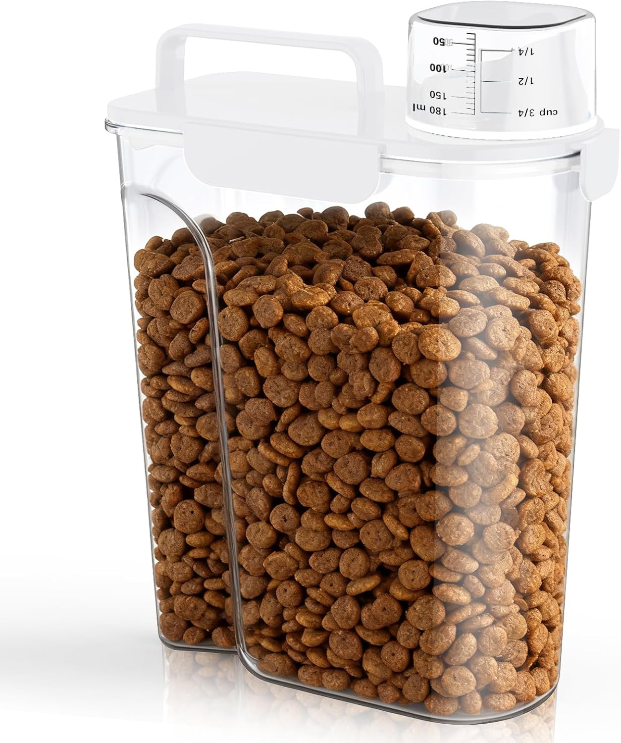 Uppetly Dog Cat Food Storage Container, 5-7Lbs Pet Food Containers, Airtight Cat Food Container with Portable Handle & Measuring Cup, Small Animal Dry Food Dispenser for Dogs, Cats and Birds