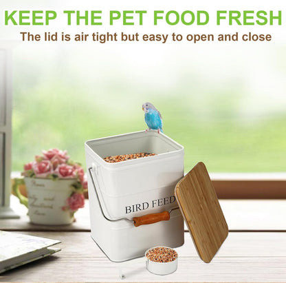 Dog Food storage container Dog Treats Jar,5~6 lb Metal food treats tin for Dog, pet snacks Canisters with wooden lid/handle/sevice scoop-Green