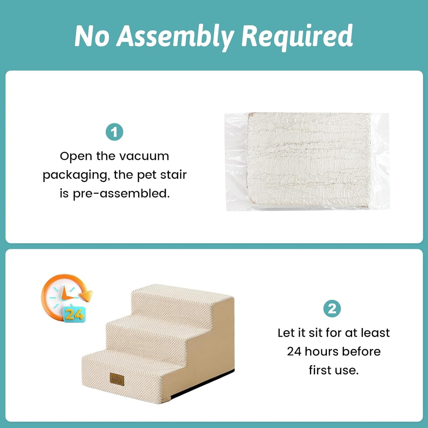 COZY KISS Dog Stairs for Small Dogs, 4 Tier Wider Pet Stairs for Couch and Beds, 17.7" H Non-Slip Dog Steps for Old Cats, Puppy, Small Medium Dogs, 17.7x23.6x17.7 inch, Beige