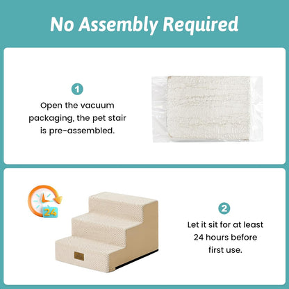 COZY KISS Dog Stairs for Small Dogs, 4 Tier Wider Pet Stairs for Couch and Beds, 17.7" H Non-Slip Dog Steps for Old Cats, Puppy, Small Medium Dogs, 17.7x23.6x17.7 inch, Beige