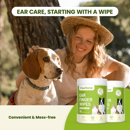 Ear Finger Wipes for Dogs & Cats, Thicker Dog Ear Cleaner Wipes, Natural Relief Cat Ear Cleaner Dog, Pet Health Supplies for Dog Small Animal Cat, Aloe Scent Deodorizing - 50 Count