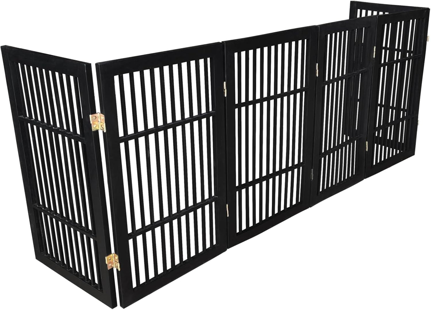 Urnporium Freestanding Wooden Dog Gate for Doorways – Foldable Acacia Wood Pet Gate, No Drill Portable Indoor/Outdoor Puppy Fence Barrier (White Pet Gate, 3 Panel 24" Tall)