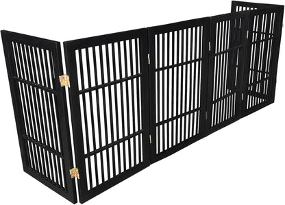 Urnporium Freestanding Wooden Dog Gate for Doorways – Foldable Acacia Wood Pet Gate, No Drill Portable Indoor/Outdoor Puppy Fence Barrier (White Pet Gate, 3 Panel 24" Tall)