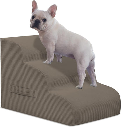 Mesa Lemon Dog Stairs & Steps for High Beds, 3 Steps High Density Foam Waterproof Dog Ramp for Small Dogs and Cats, Pet Stairs with Removable Washable Cover for Bed, Couch, Sofa and Car (H:16")