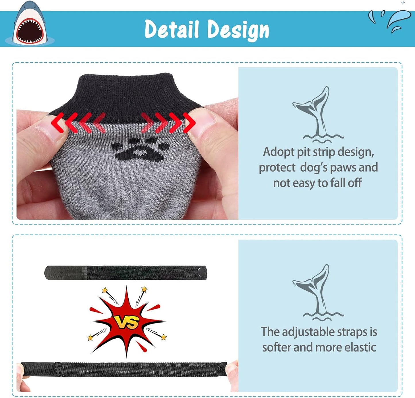 SCENEREAL 6Pcs Anti Slip Dog Socks to Prevent Licking Paws for Hot/Cold Pavement, Dog Grippy Socks for Hardwood Floors, Dog Shoes for Boots & Paw Protectors for Puppy Small Medium Large Senior Dogs