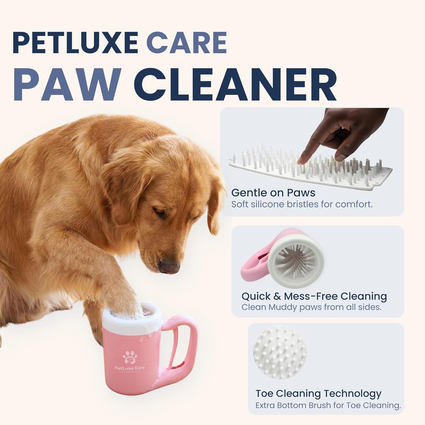 Dog Paw Washer Kit - Includes Paw Cleaner Cup, Towel, Pet Bath Brush & Moisturizing Balm - Dog Foot Washer for Muddy Paws, ideal for Small & Medium Dogs (Blue, Small)