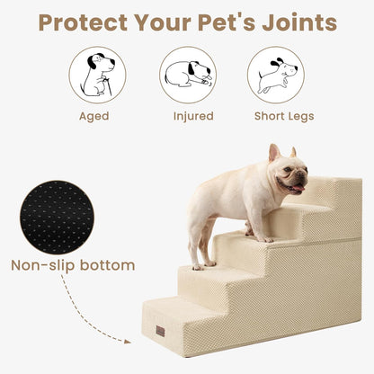 Aodisman Dog Stairs for Small Dogs, 3-Step Non-Slip Pet Stairs for Couch Sofa and Chair, Dog Bed Stairs for Puppy, Older Cat,Grey,13.6" H