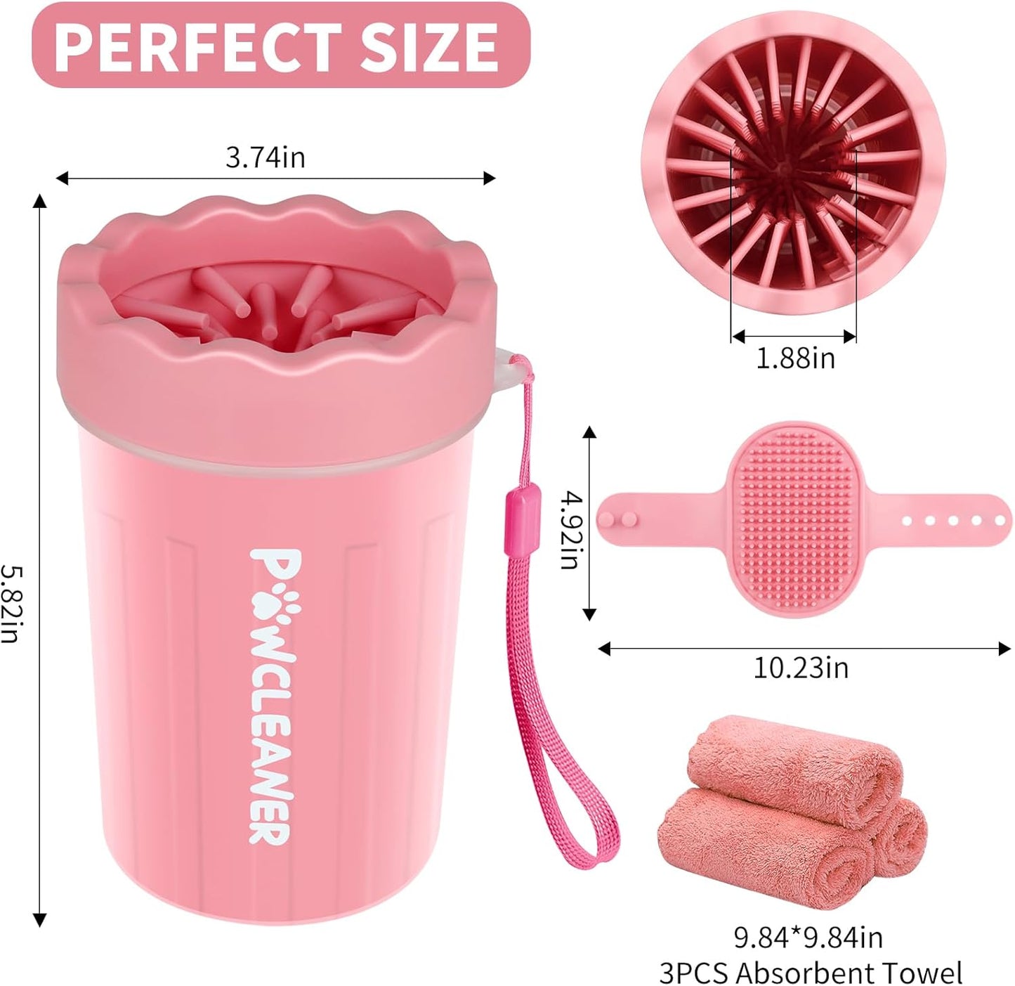 Professional 7 in 1 Dog Paw Cleaner for Dogs & Cats - Includes 1 Portable Paw Washer, 1 Bath Brush, 2 Dog Toothbrushes and 3 Absorbent Towels Note: Fits Paws up to 2 Inches Wide (Small, Blue)