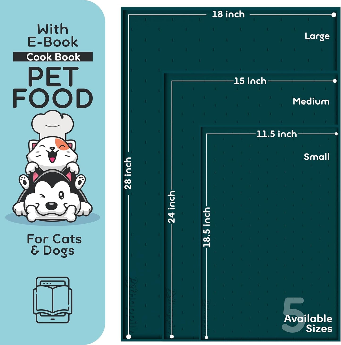 Dog Food Mat - Raised Edges Dogs Mat for Food and Water Prevent Spill, Waterproof Cat Food Mats Protect Floors, Easy Clean Dog Bowl Mats for Food and Water, Silicone Pet Feeding Placemats