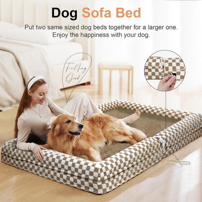 Large Dog Bed Orthopedic Washable: Beds Bolster XL Bed Large Big Dogs Memory Foam Couch Sofa Waterproof with Removable Cover