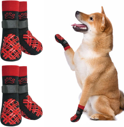 BEAUTYZOO Dog Socks to Prevent Licking Paws -Dog Shoes for Hot Pavement & Hardwood Floors Anti Slip, Traction Control Boots & Paw Protectors with Double Side Grips for Small Medium Large Senior Dogs