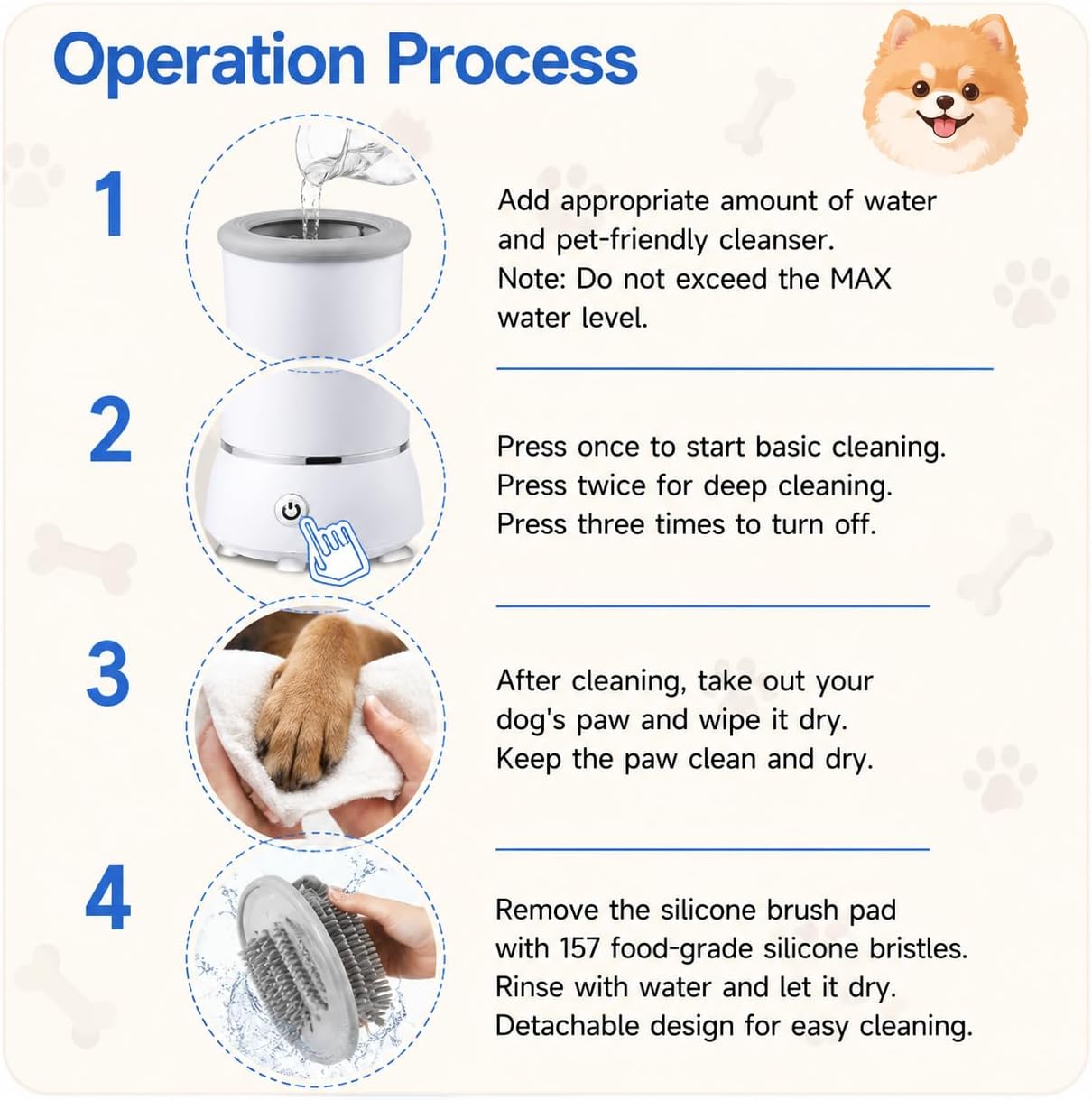 Automatic Dog Paw Cleaner 2025 New Dog Paw Cleaner Cup with USB Rechargeable, Paw Cleaner for Small Medium Large Breed Dogs Cats (White)