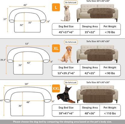 Calming Dog Bed Fluffy Plush Dog Mat for Furniture Protector with Removable Washable Cover for Large Medium Small Dogs and Cats (Large, Light Grey)