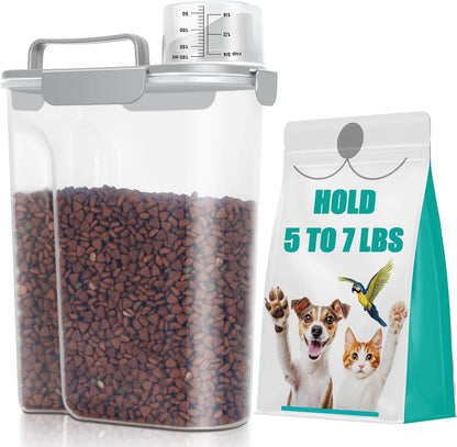 TBMax Dog Food Storage Container 5-7 lbs, Airtight Cat Food Container with Larger Spout & Measuring Cup, Portable Pet Food Storage Dispenser for Small Animal Kibble Storage, Bird Seed Container