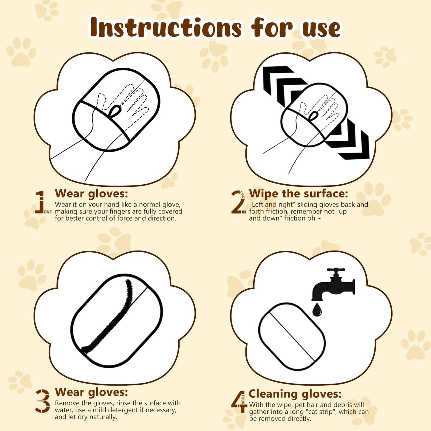 YIVANNUO Pet Hair Removal Glove for Cats & Dogs, 2025 Newly Upgraded Electrostatic Pet Hair Gloves, Reusable Pet Hair Remover Tool for Clothing, Couch, Carpet, Curtain